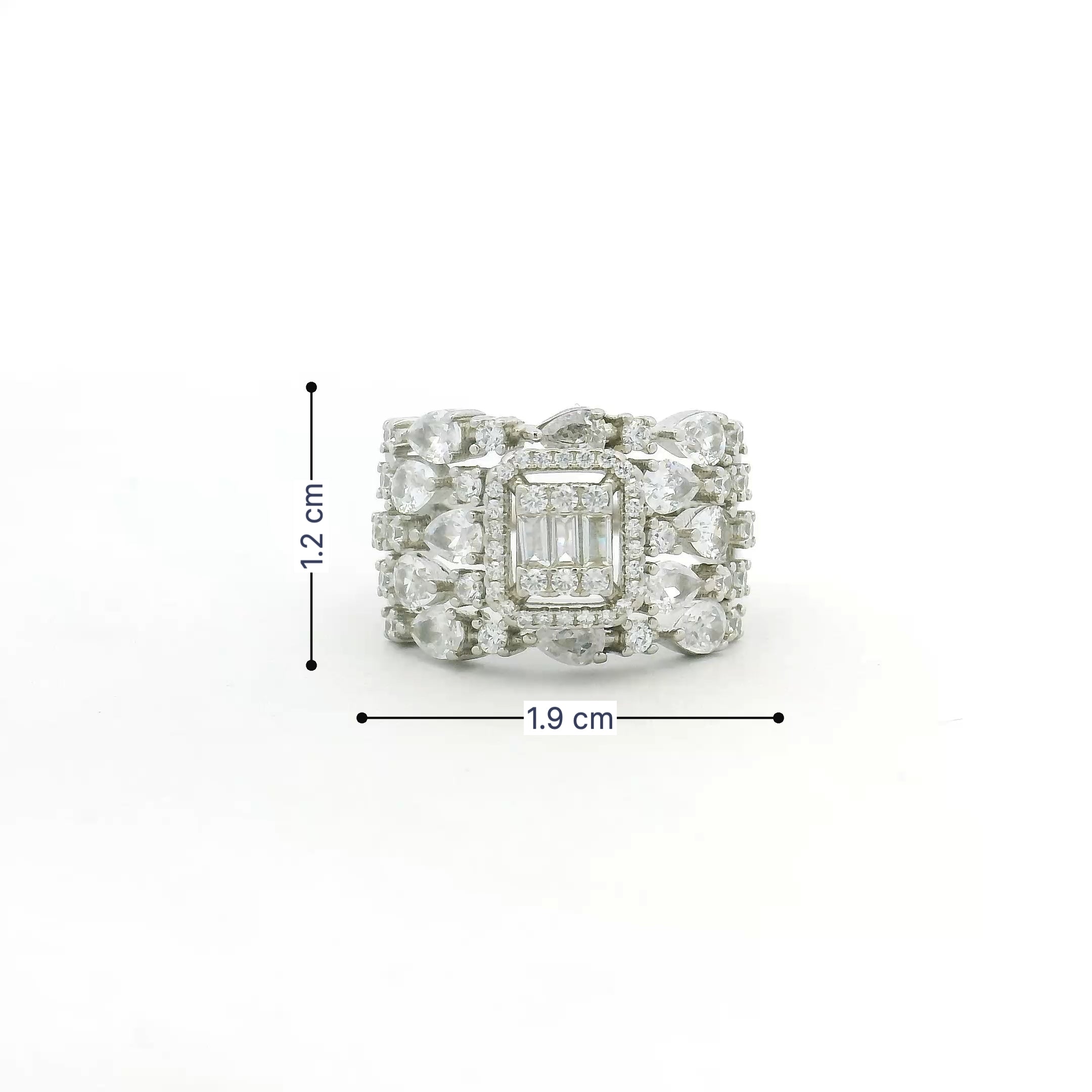 Elegant Square Cluster CZ Fashion Ring