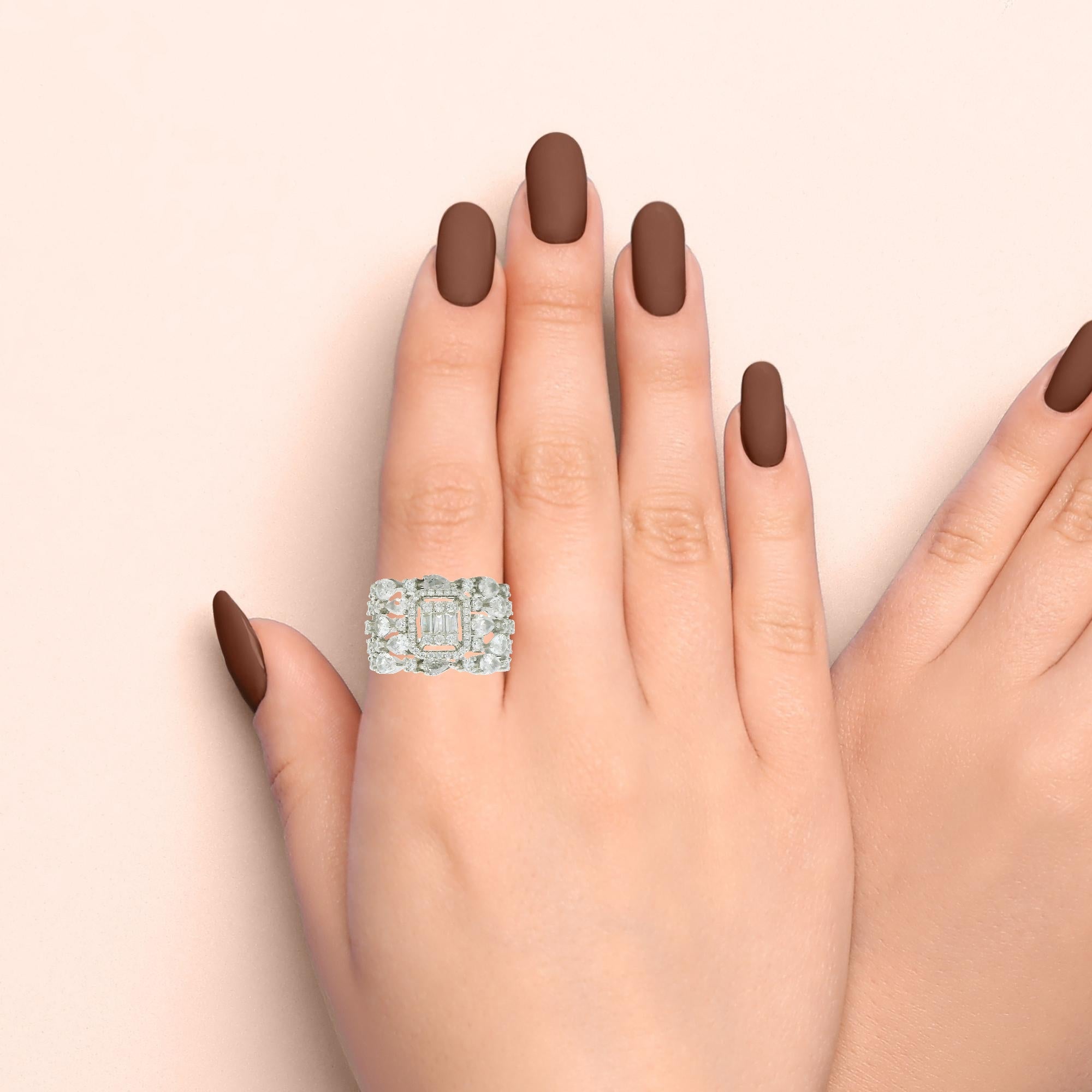 Elegant Square Cluster CZ Fashion Ring