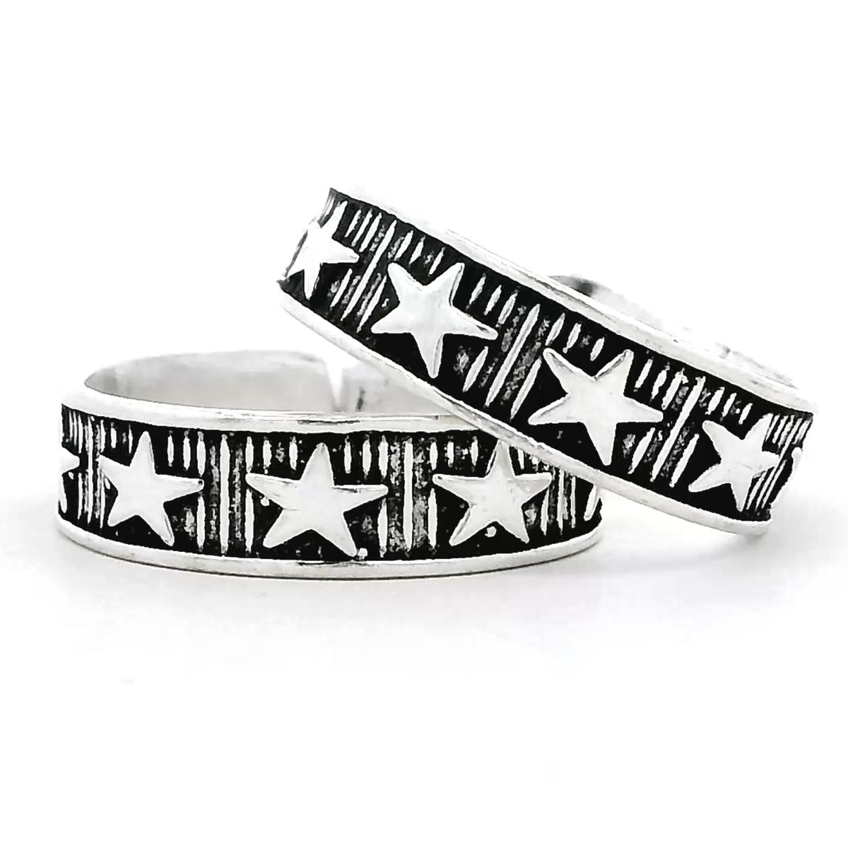 Star Pattern Silver Toe Rings