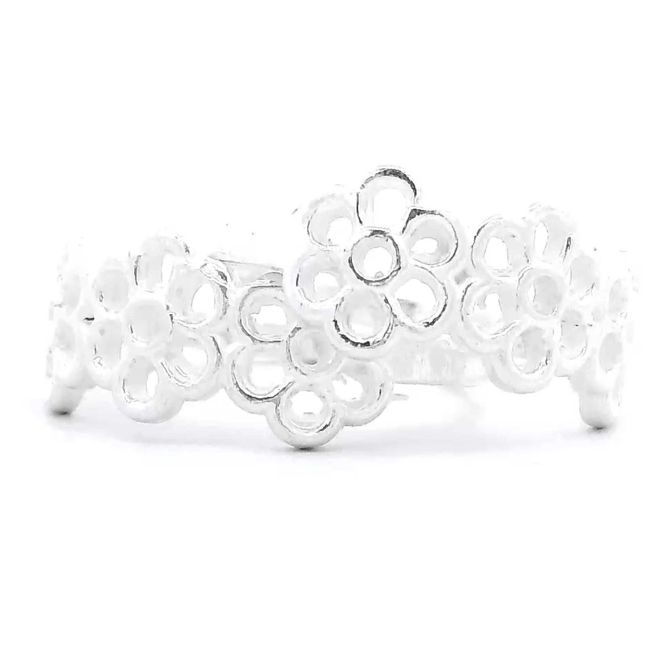 Silver Bloom Floral Toe Rings