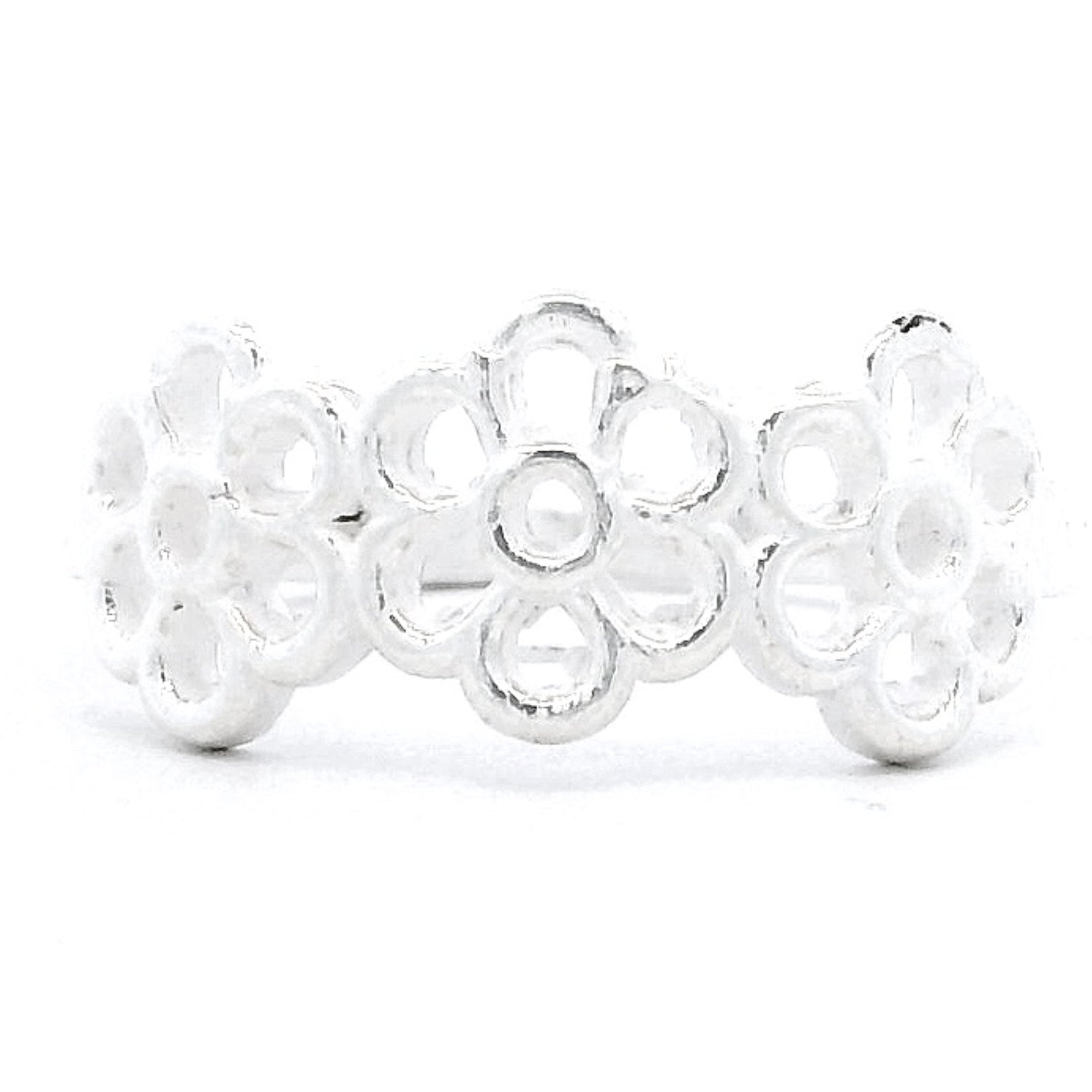 Silver Bloom Floral Toe Rings