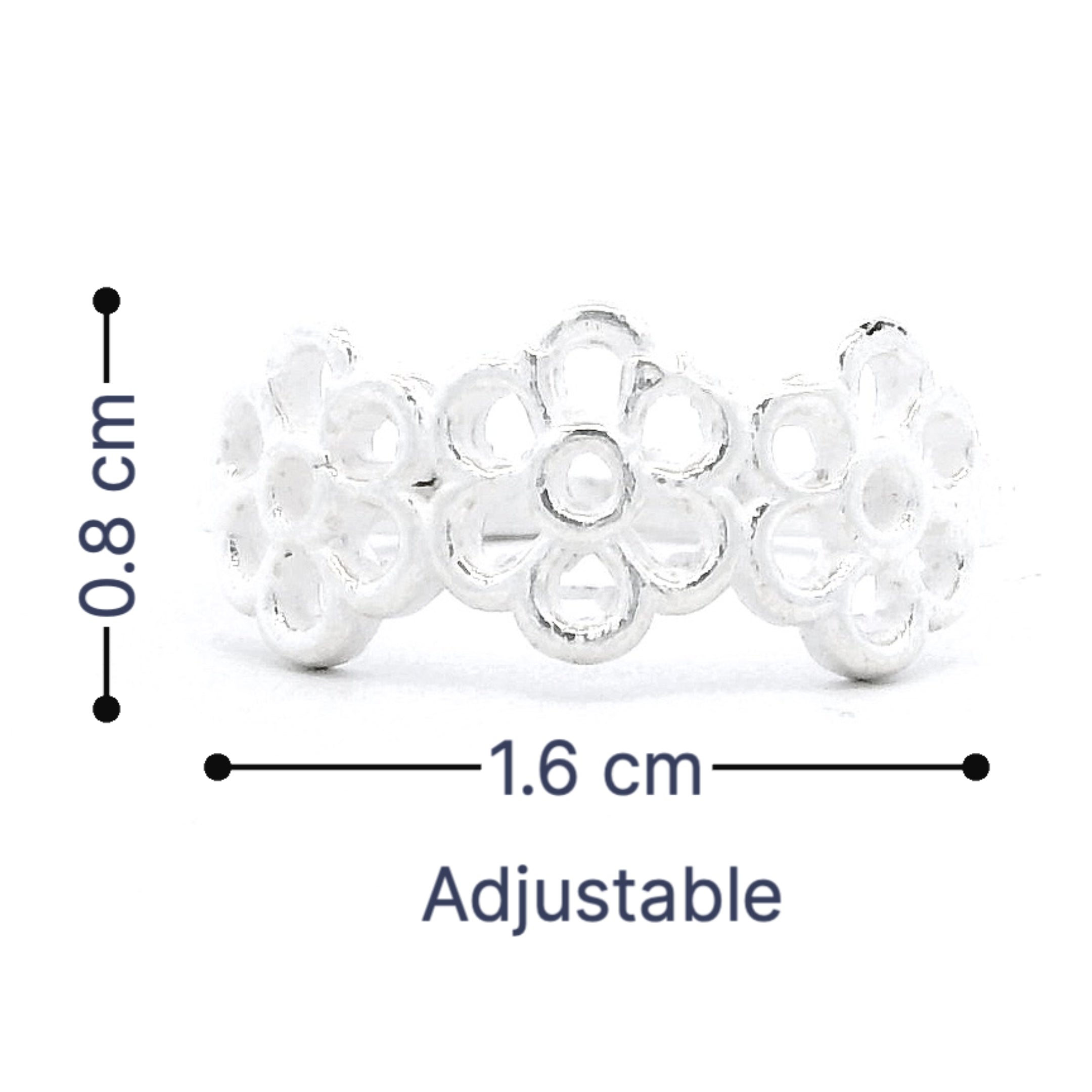 Silver Bloom Floral Toe Rings