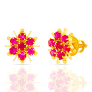 Crimson Glaze Gold Flora Studs 22K