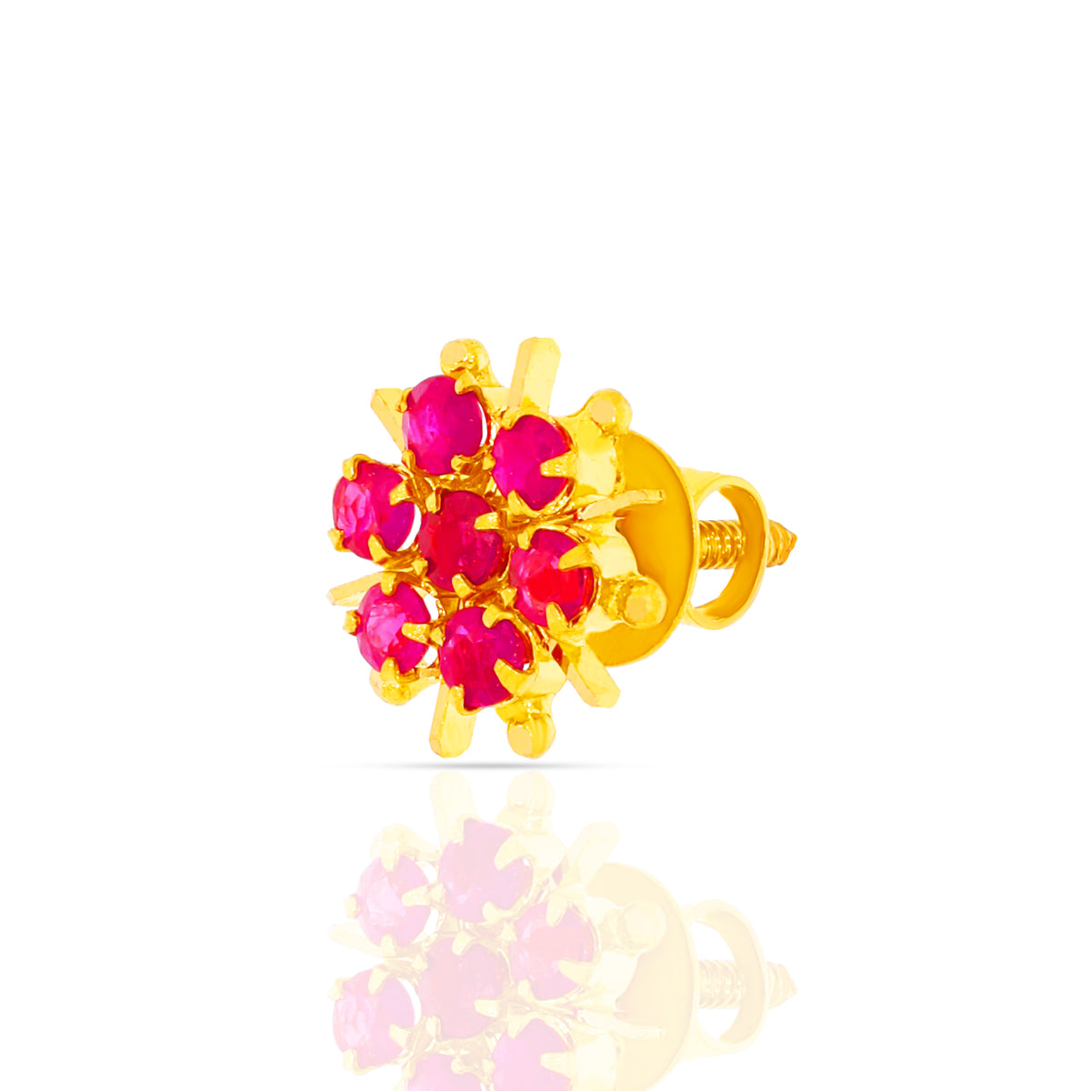 Crimson Glaze Gold Flora Studs 22K
