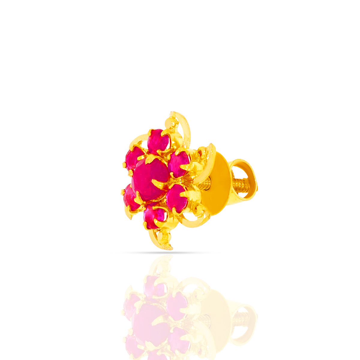 Scarlet Flora Glaze Gold Studs 22K