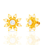 White Starry Bloom Gold Studs 22K