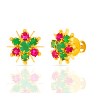 Ruby Green Flora Grace 22K Gold Studs