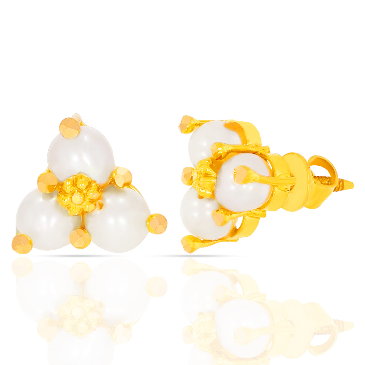 Simple Shine Triad Gold Studs 22K