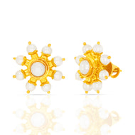 Soft White Bloom Gold Studs 22K