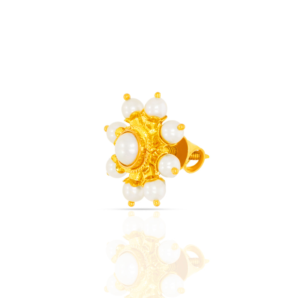 Soft White Bloom Gold Studs 22K