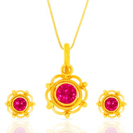 Ruby Essence 22K Gold Pendant Set