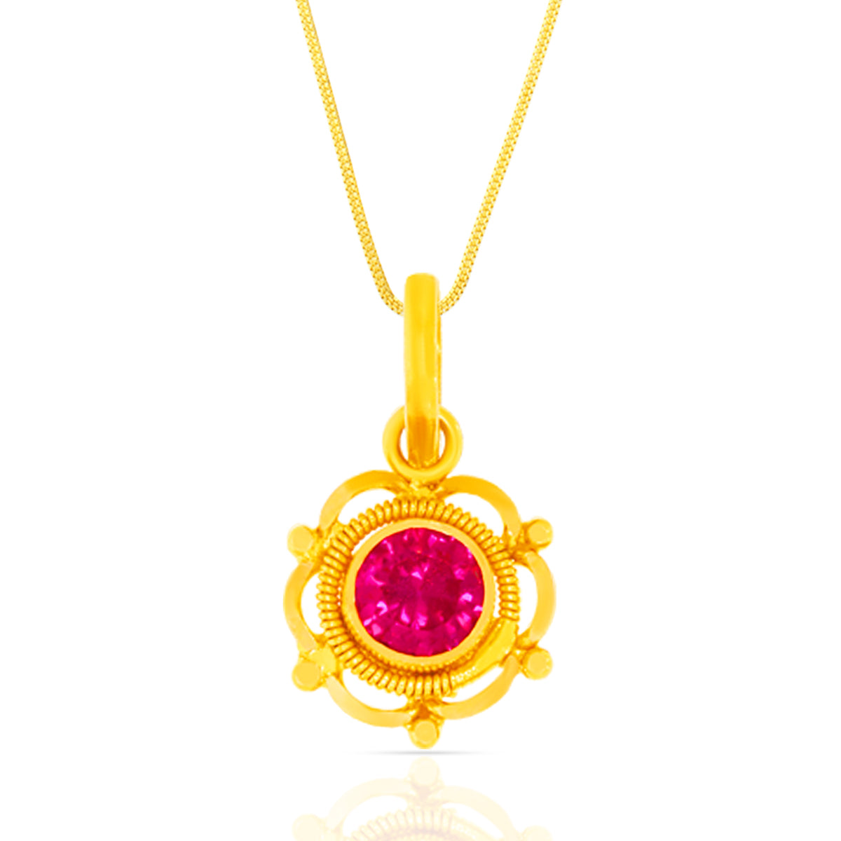 Ruby Essence 22K Gold Pendant Set