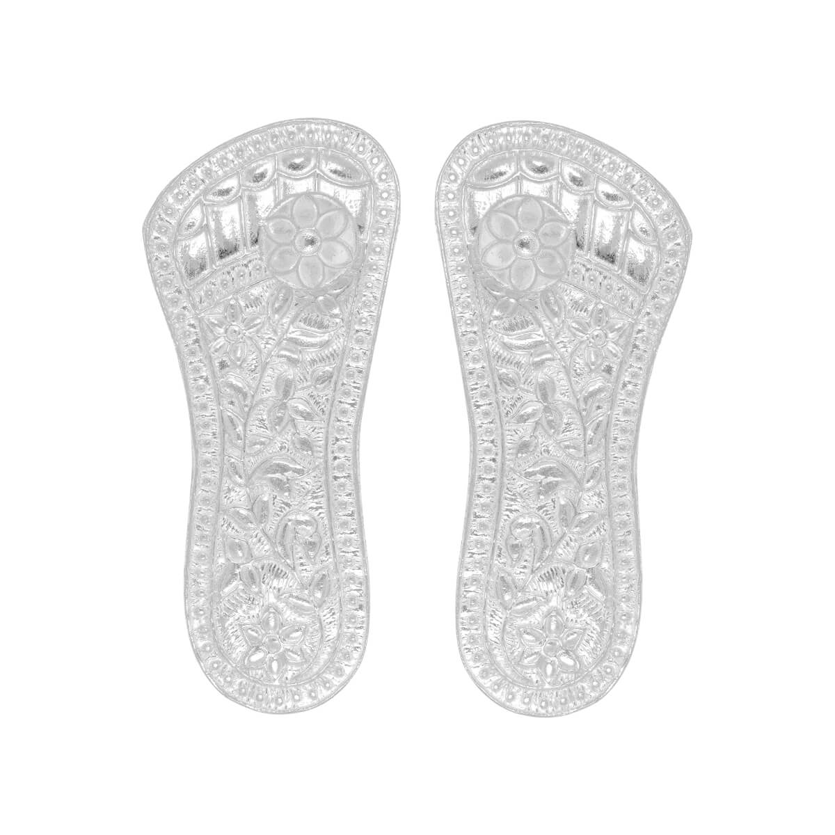 Serene Floral Motif Scared Silver Paduka