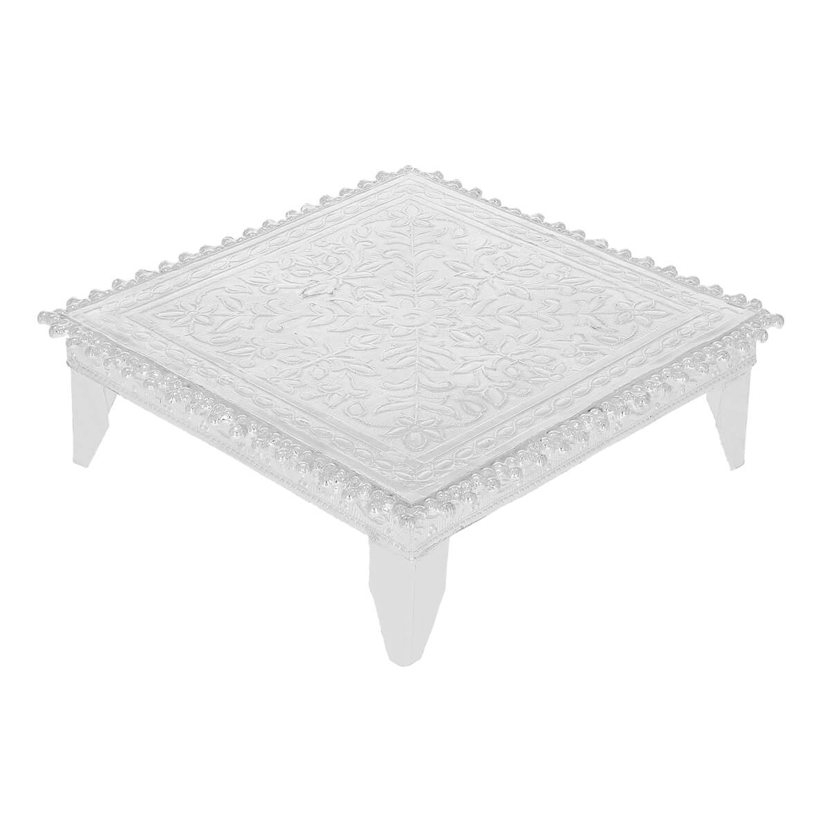 Silver Floral Paat For Pooja