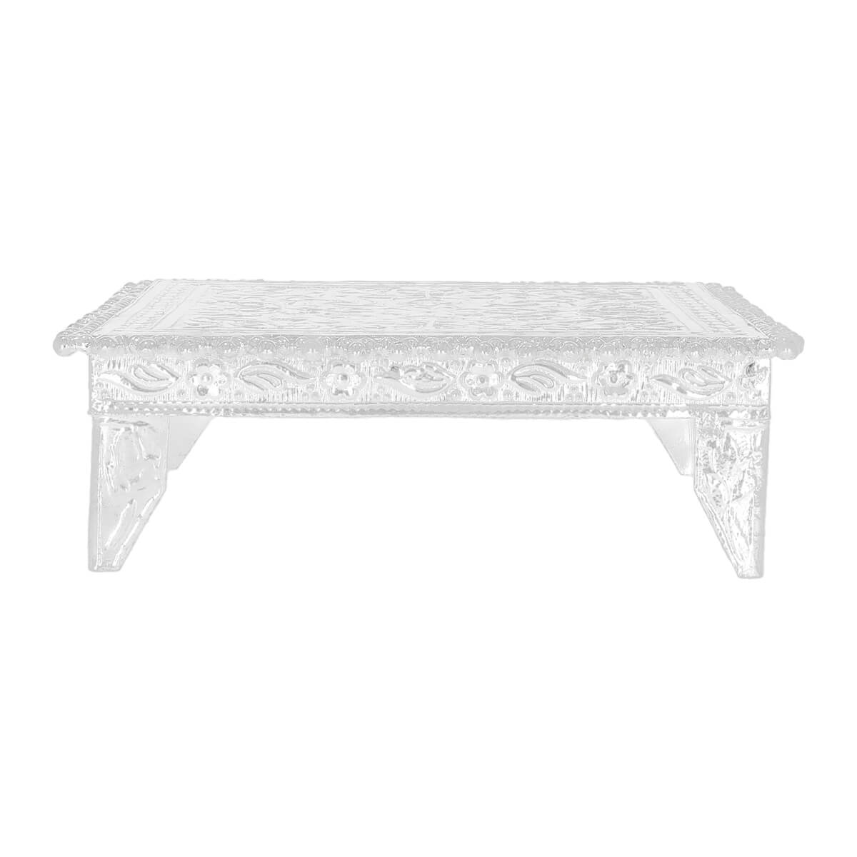 Silver Floral Paat For Pooja