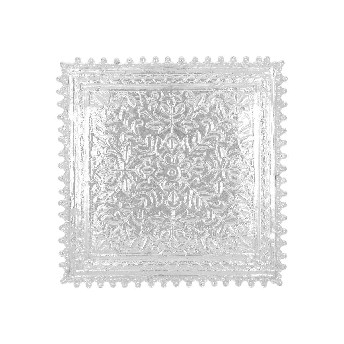 Silver Floral Paat For Pooja