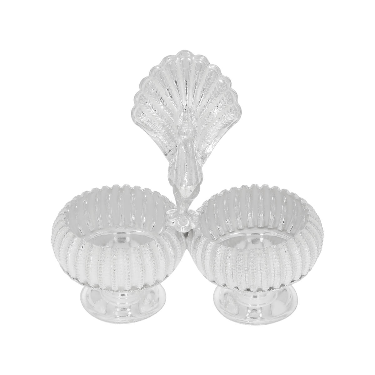 Majestic Silver Peacock Design Kumkum Karanda