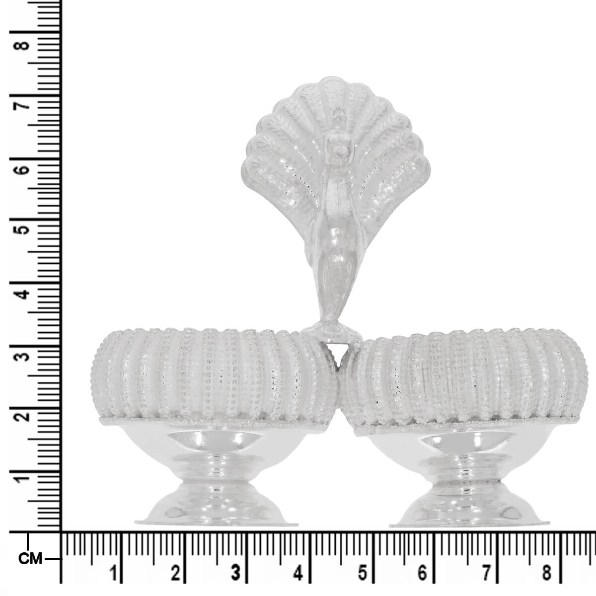 Majestic Silver Peacock Design Kumkum Karanda