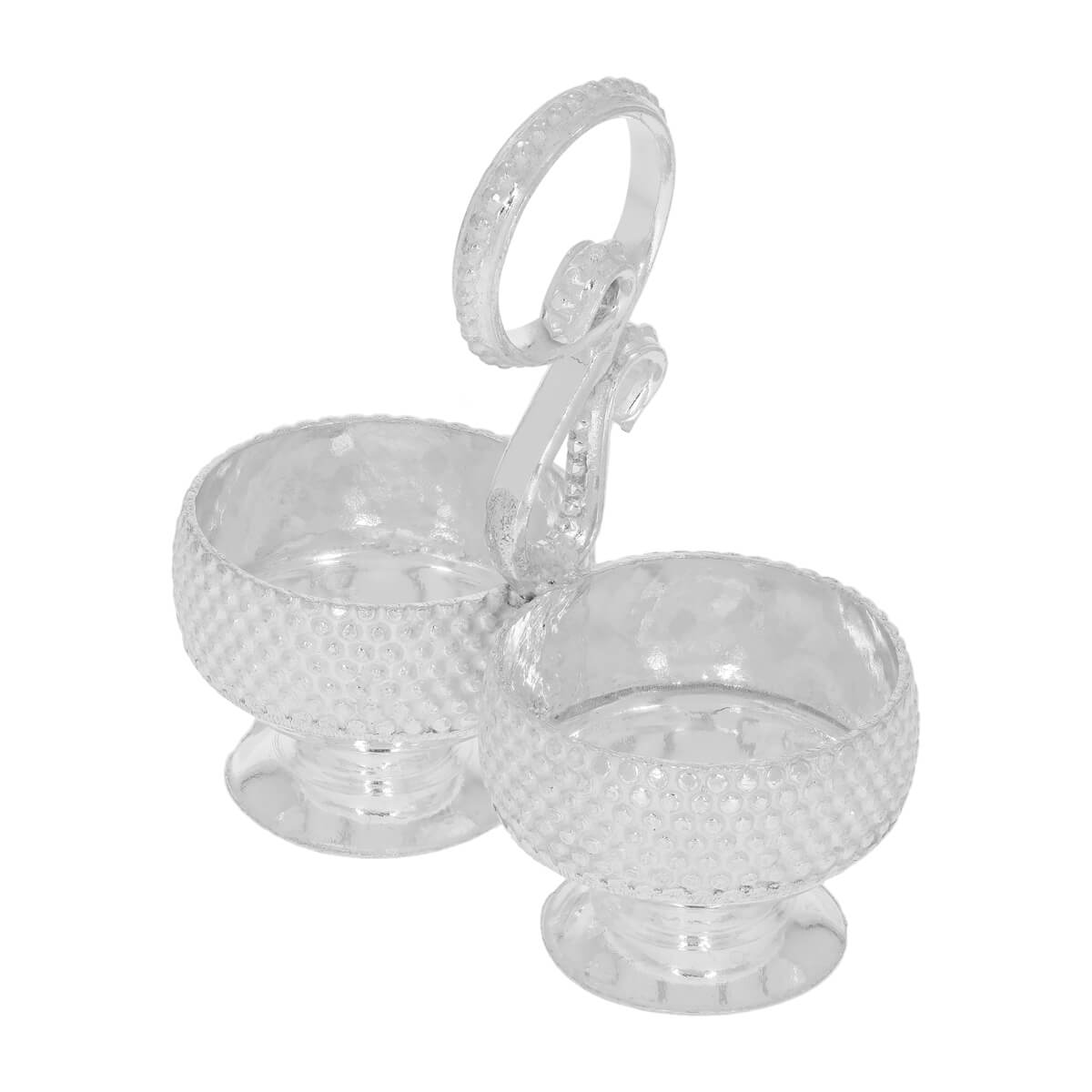 Silver Fancy Kumkum Jodwati Karanda For Pooja