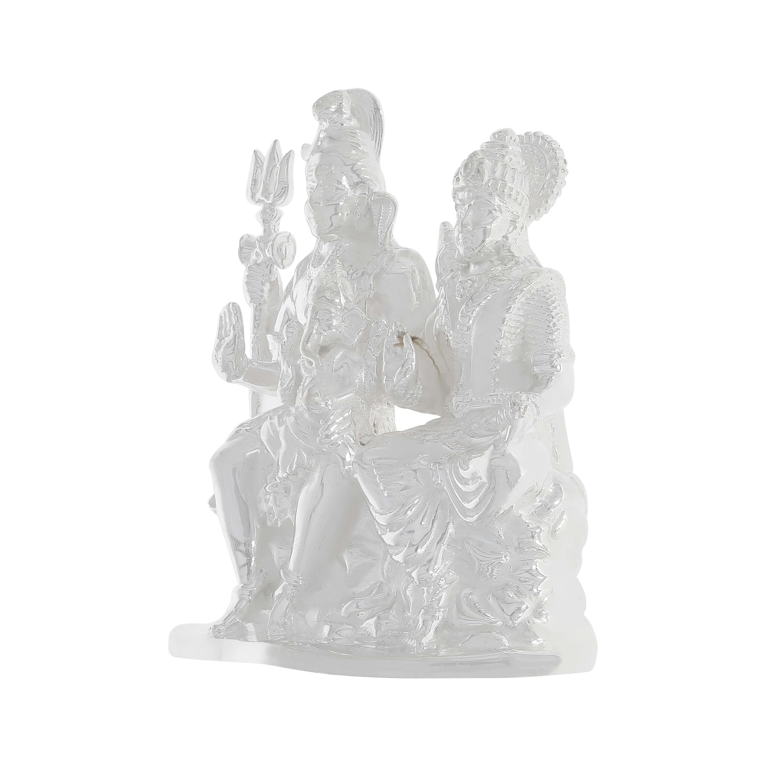 Auspicious Silver Lord Shiv Parvati Divine Idol