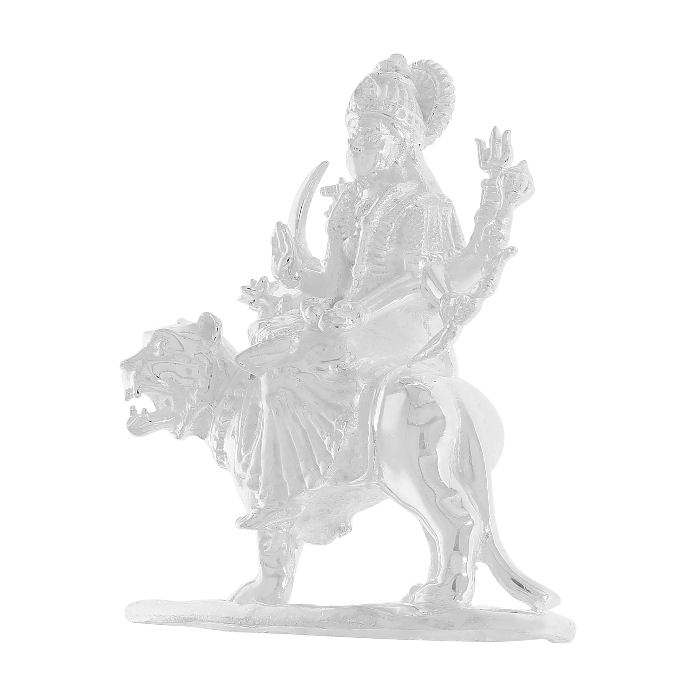 Magnificent Divine Silver Lord Durga Idol
