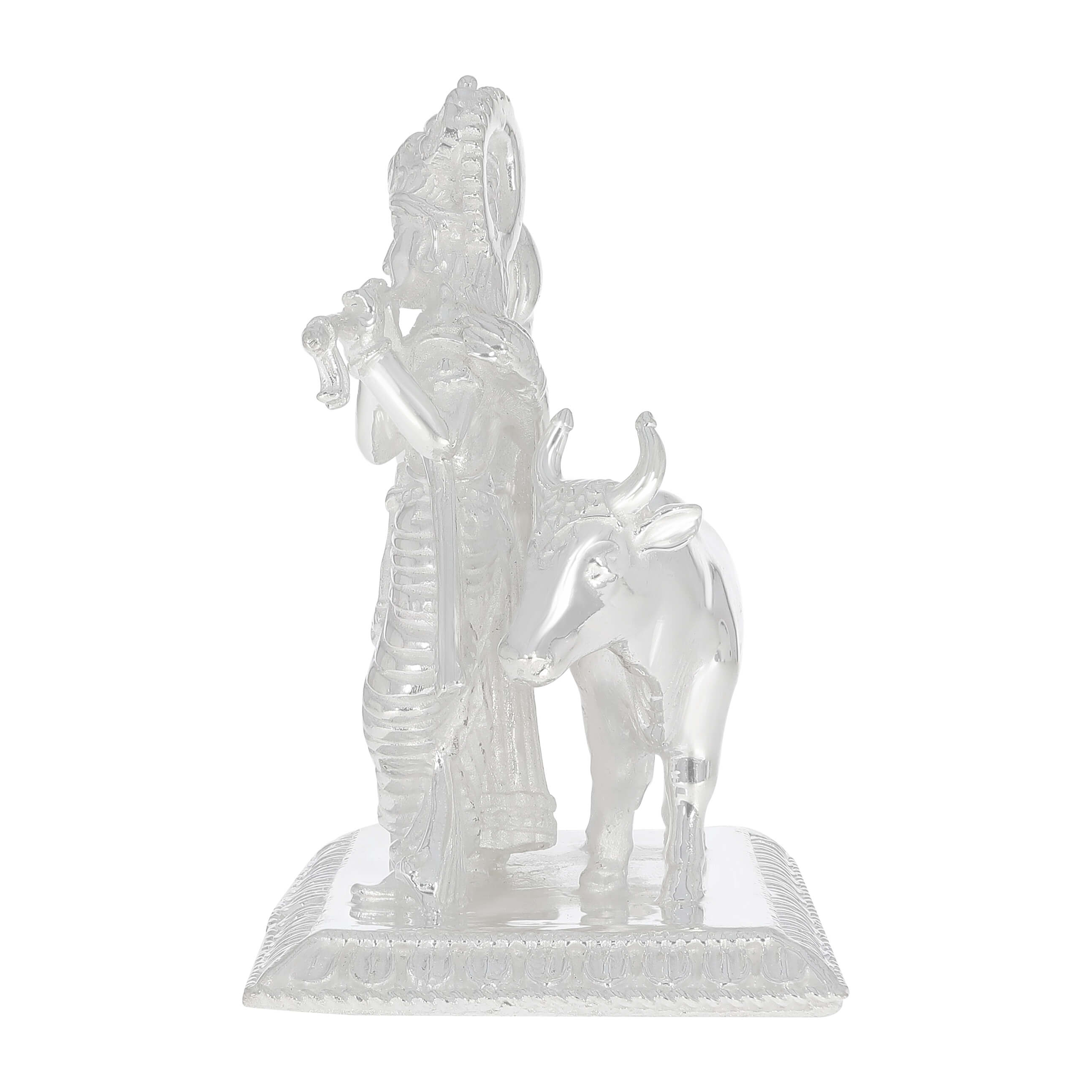 Pious Peaceful Silver Radha Krishna Idol