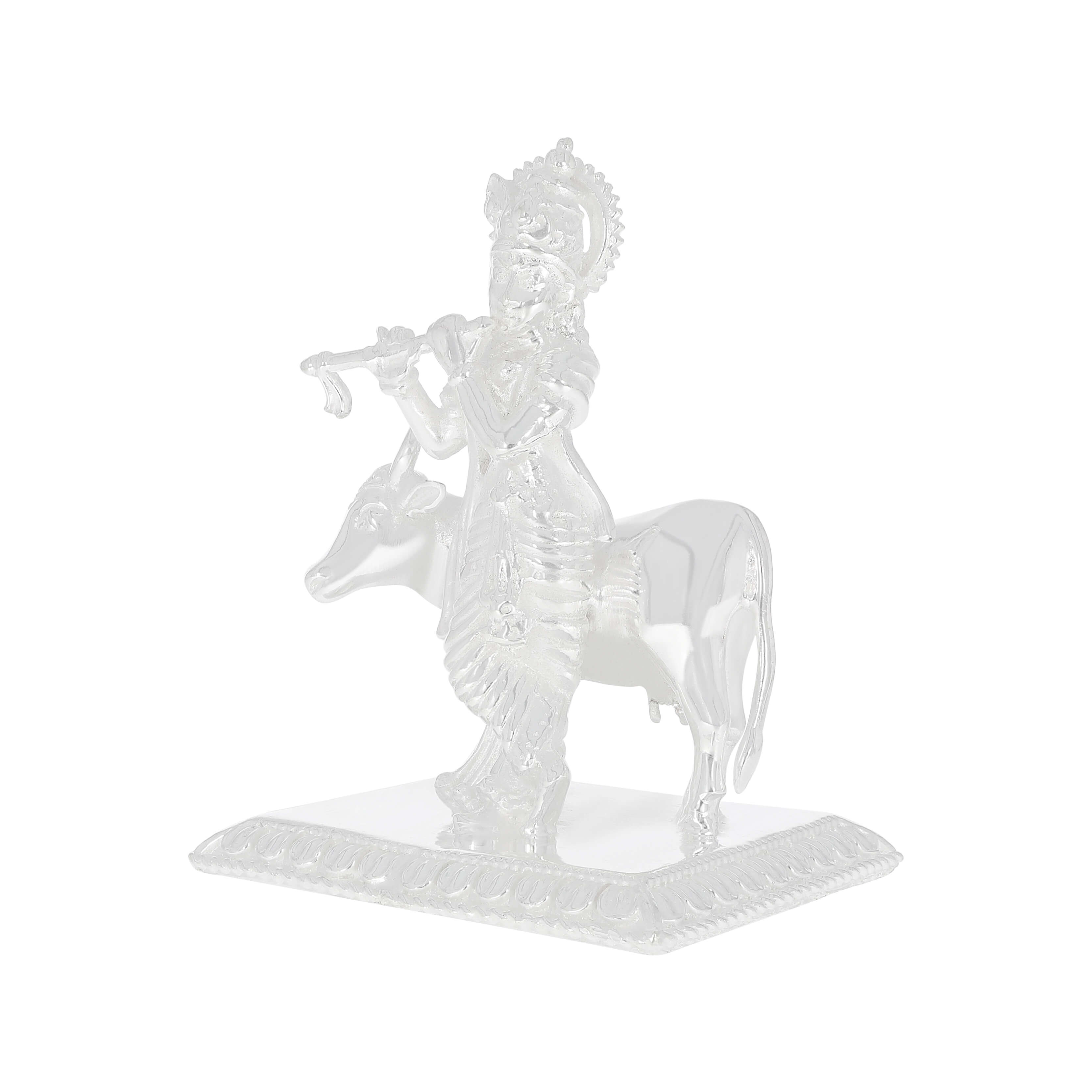 Divine Silver Elegance Lord Krishna Idol