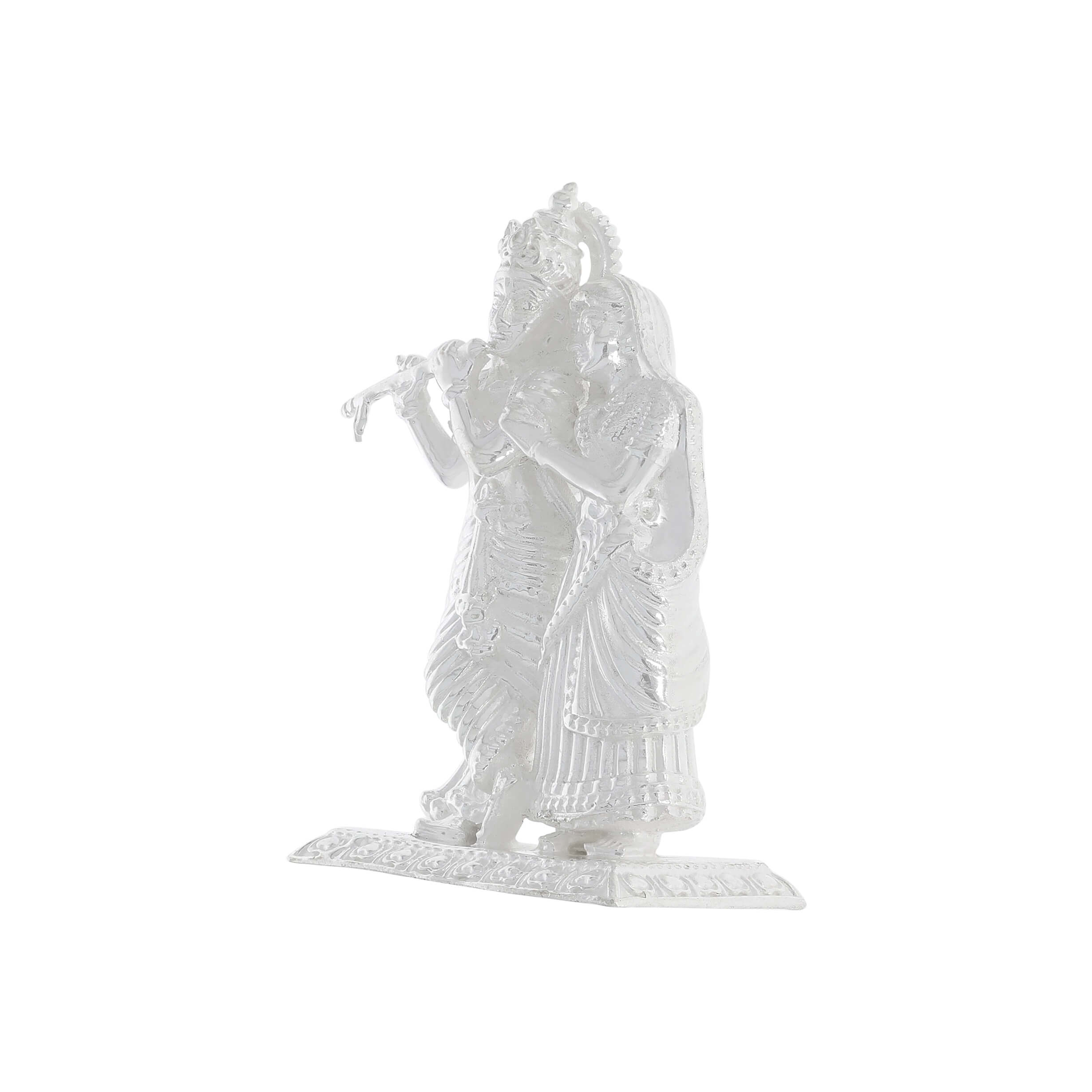 Holy Majestic Silver Radha Krishna Idol