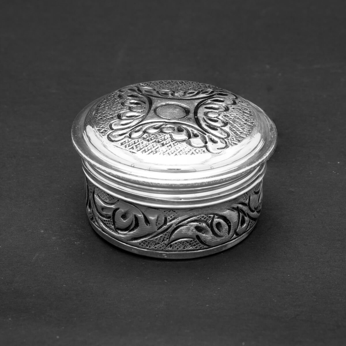 Cativating Elegance Silver Kumkum Box