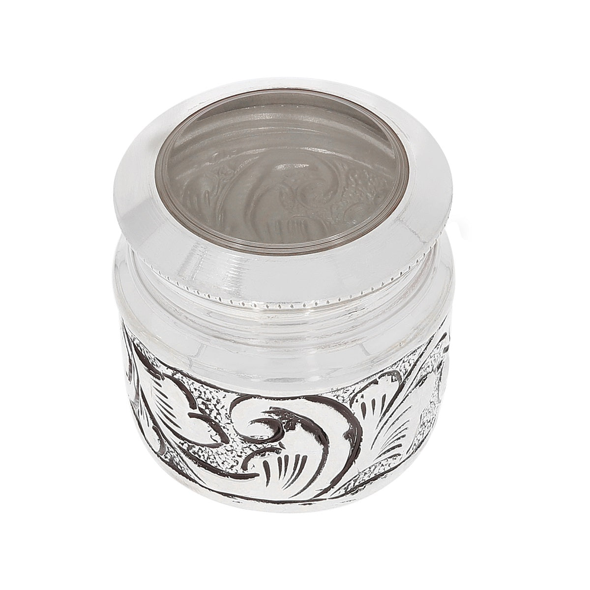 Artistic Swirl Shiny Silver Kumkum Box