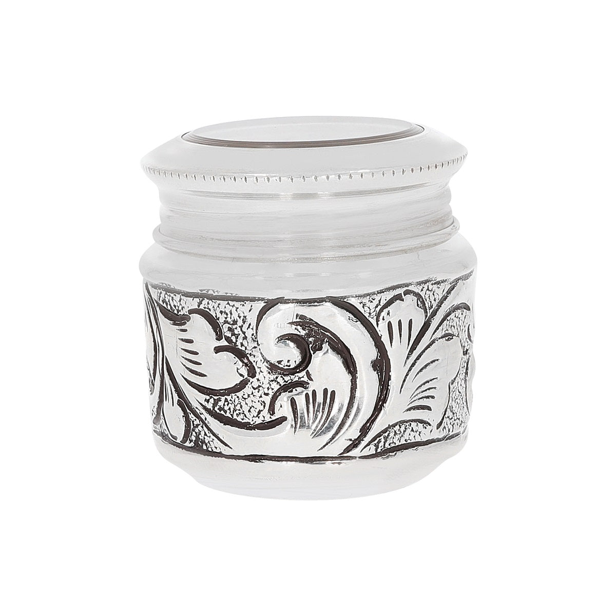 Artistic Swirl Shiny Silver Kumkum Box