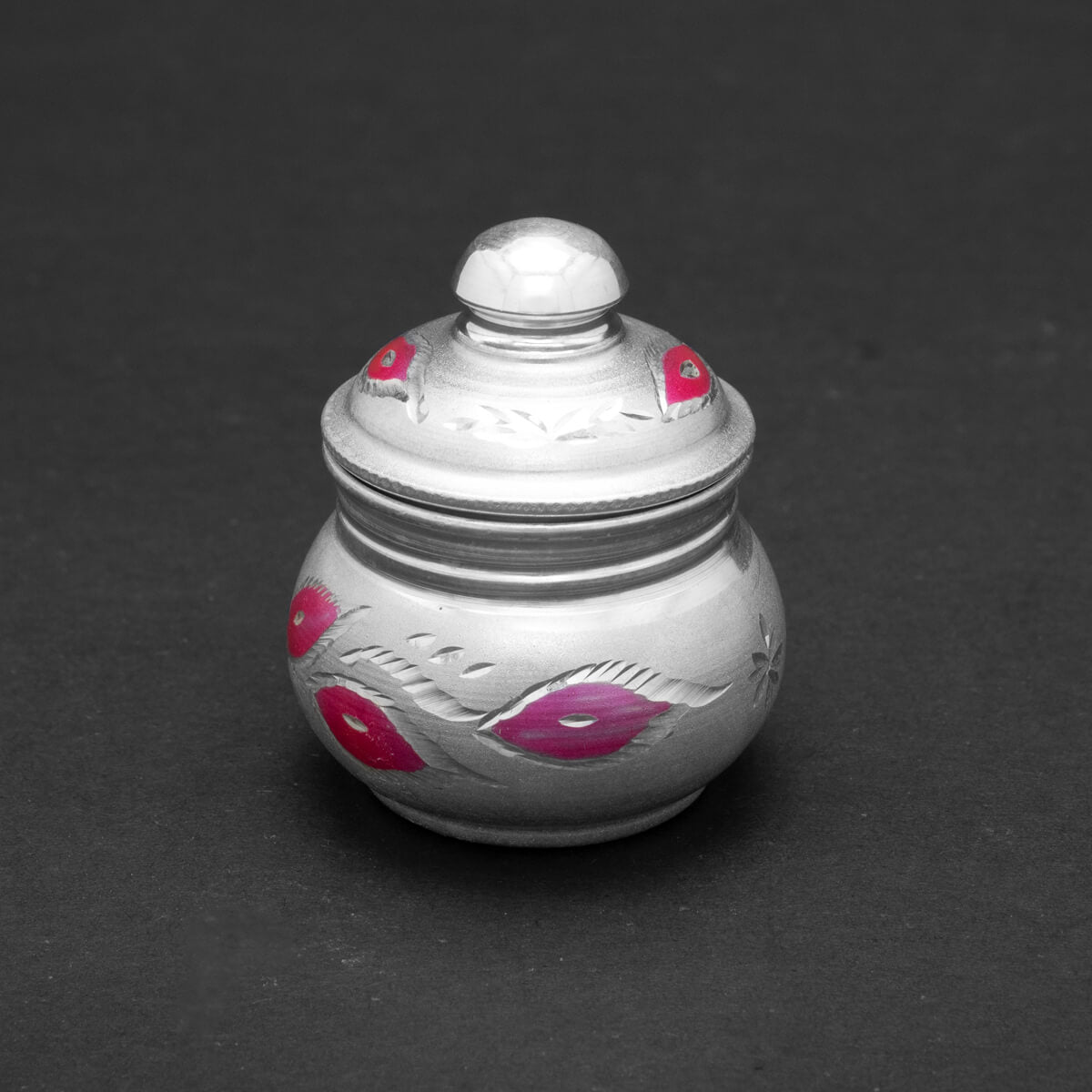 Classic Glow Silver Kumkum Box