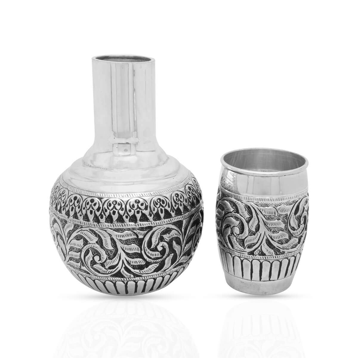 Silver Water Pot With Glass