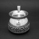 Floral Motif Shimmering Silver Ghee Pot
