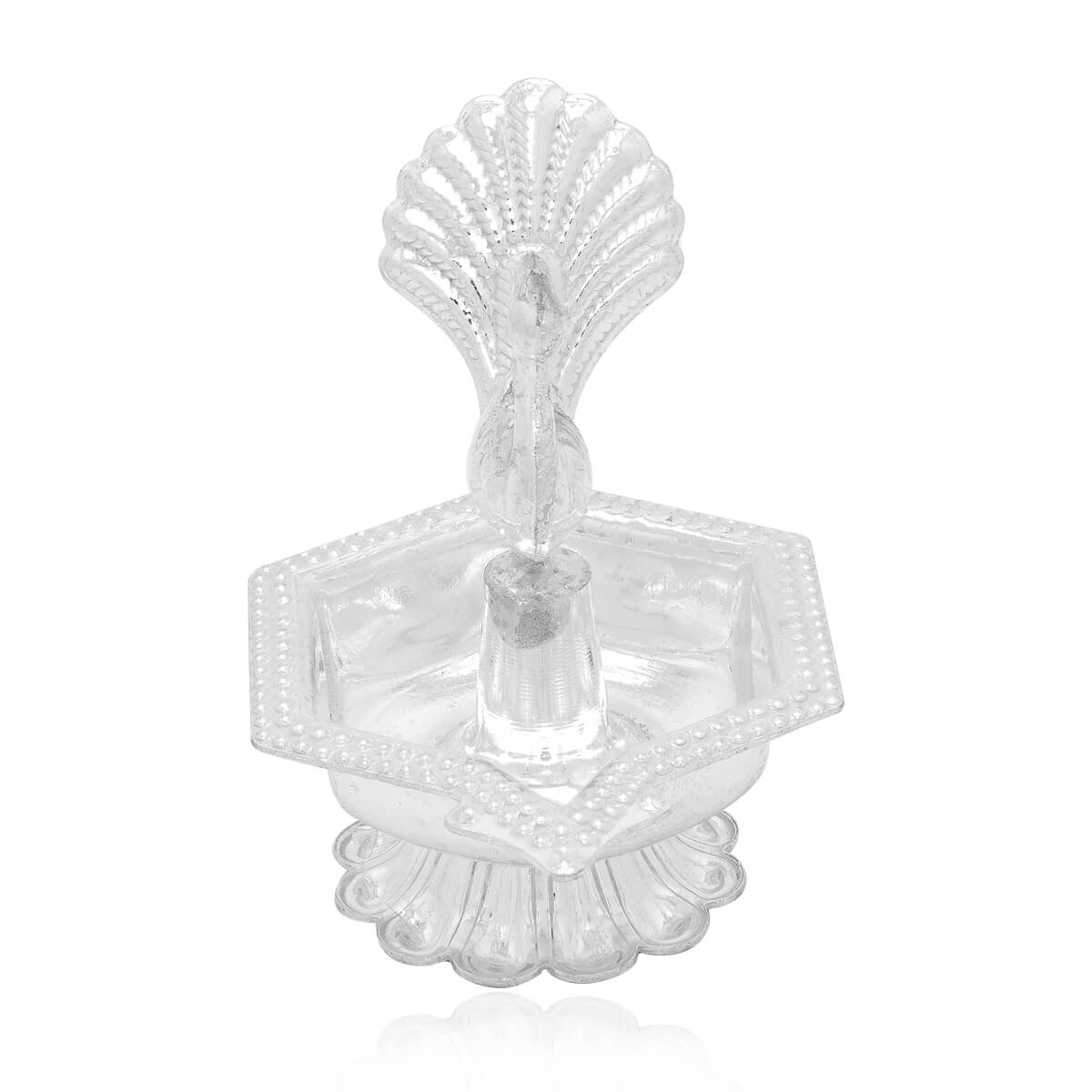 Peacock Elegance Silver Diya