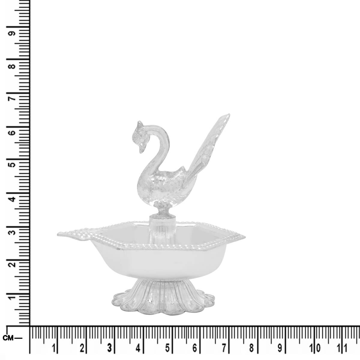 Peacock Elegance Silver Diya