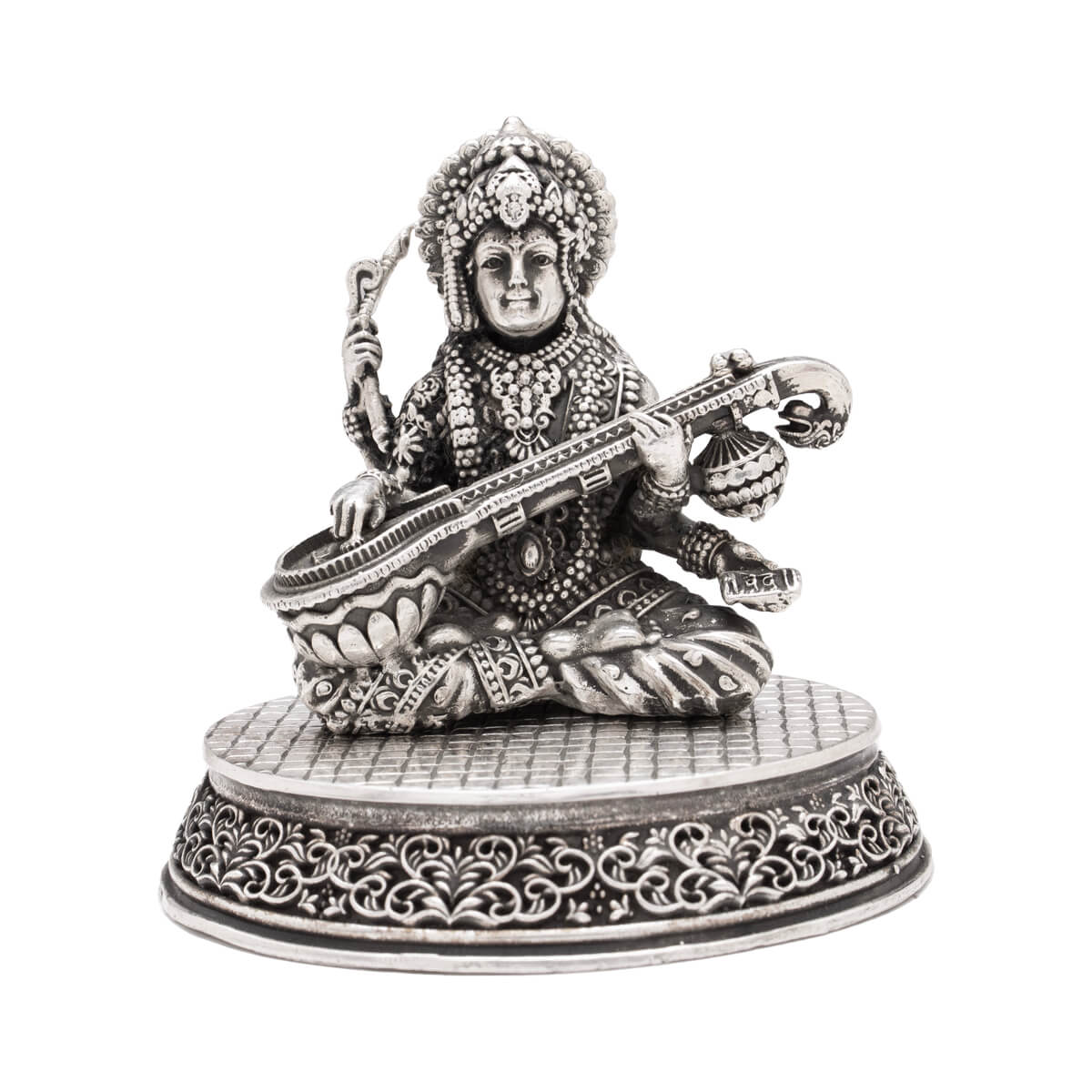 Holy Grace Goddess Saraswati Silver Idol