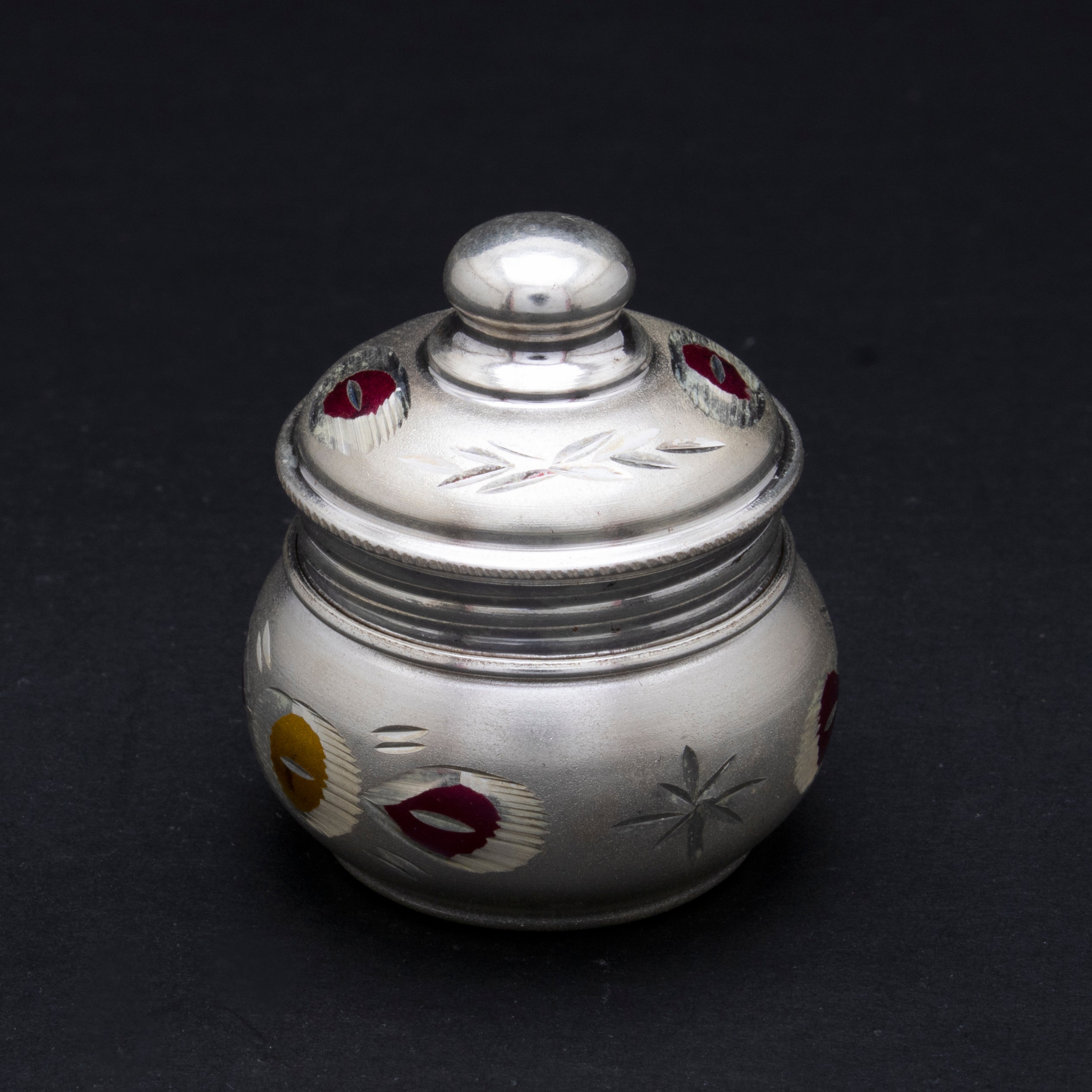 Subtle Glow Silver Kumkum Box