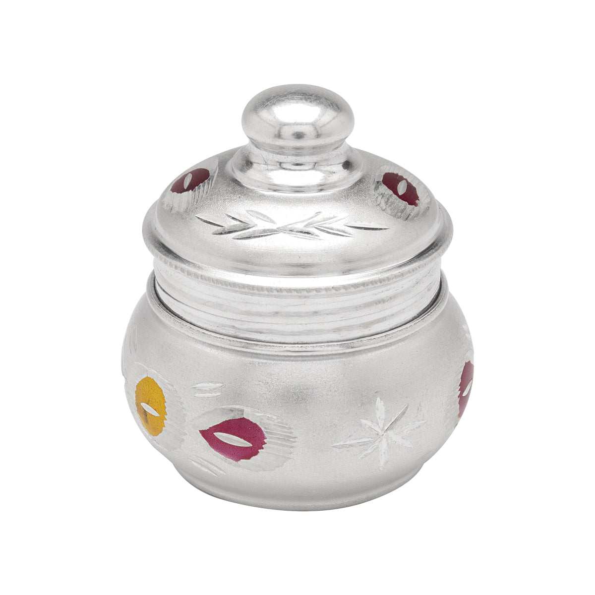 Subtle Glow Silver Kumkum Box