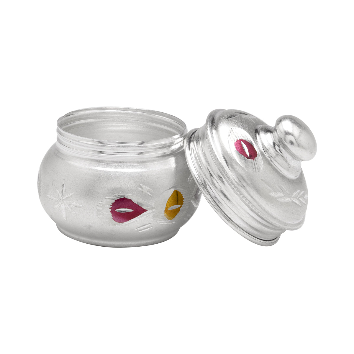 Subtle Glow Silver Kumkum Box