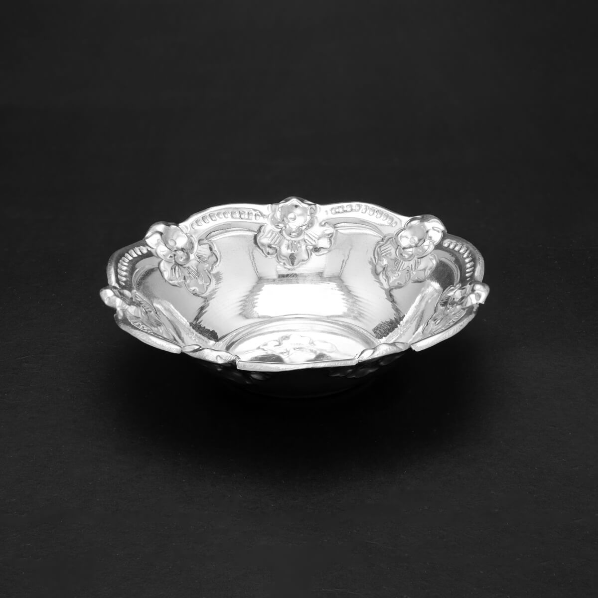 Exclusive Floral Motif Silver Bowl