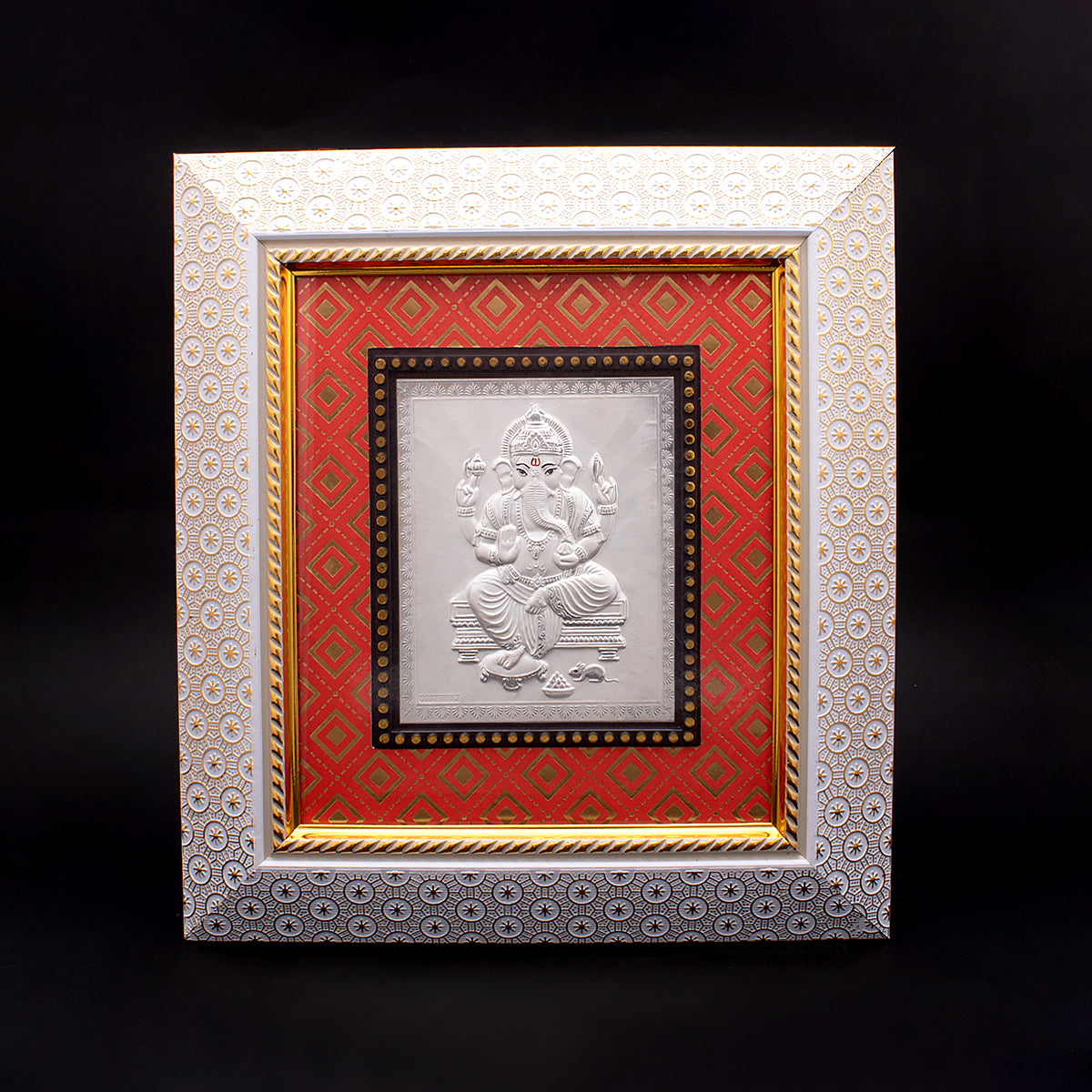 Divine Silver Ganesha Frame