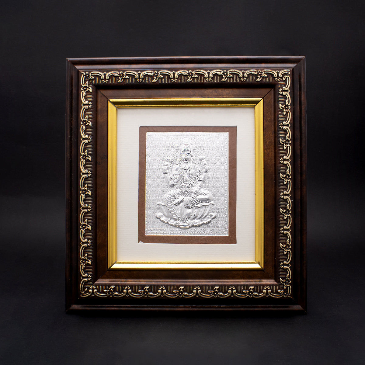 Framed Silver Goddess Lakshmi Idol
