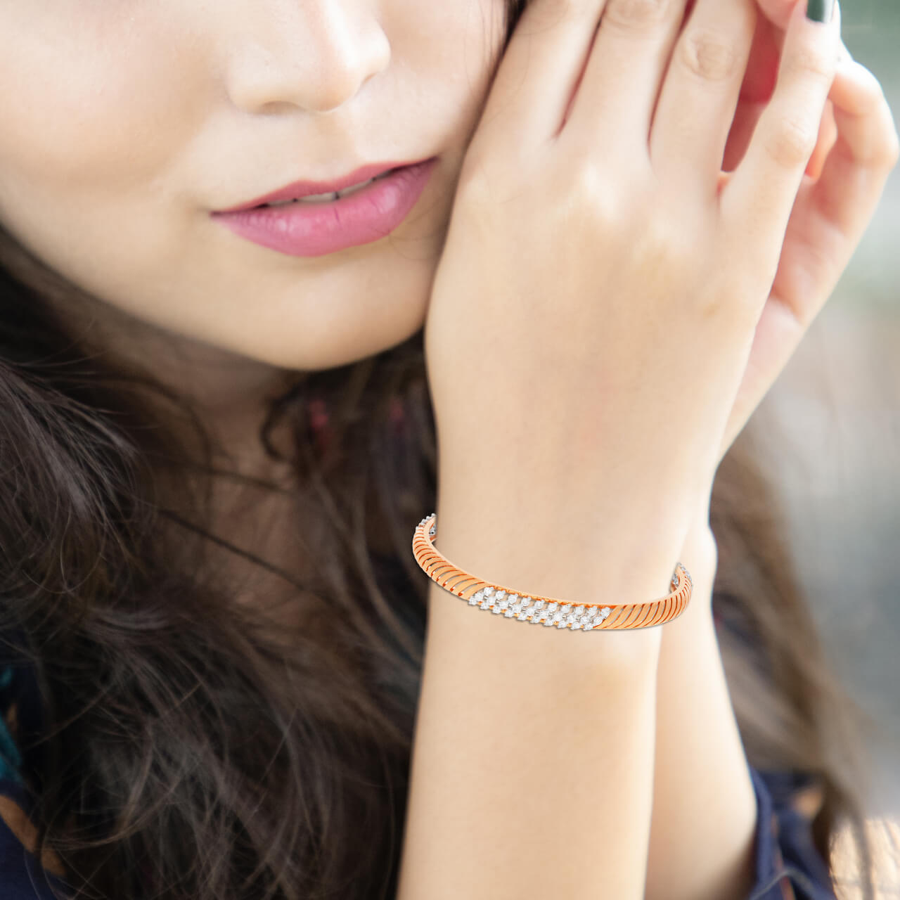 Stylish Shimmer Diamond Bangle