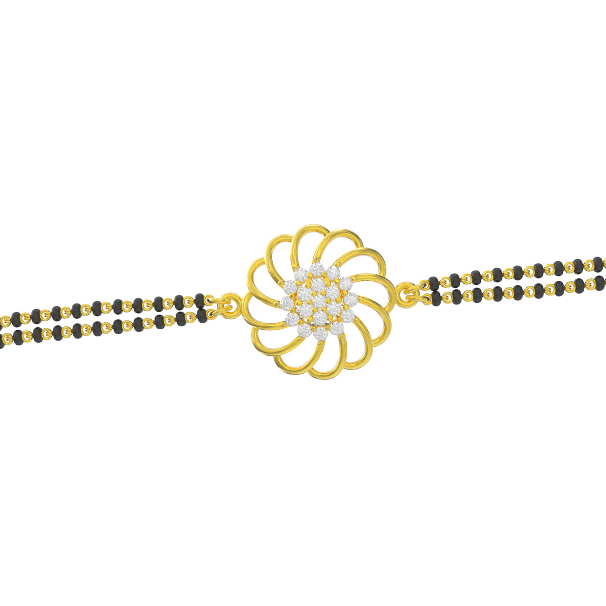 Sparkling Flora Gold Mangalsutra Bracelet