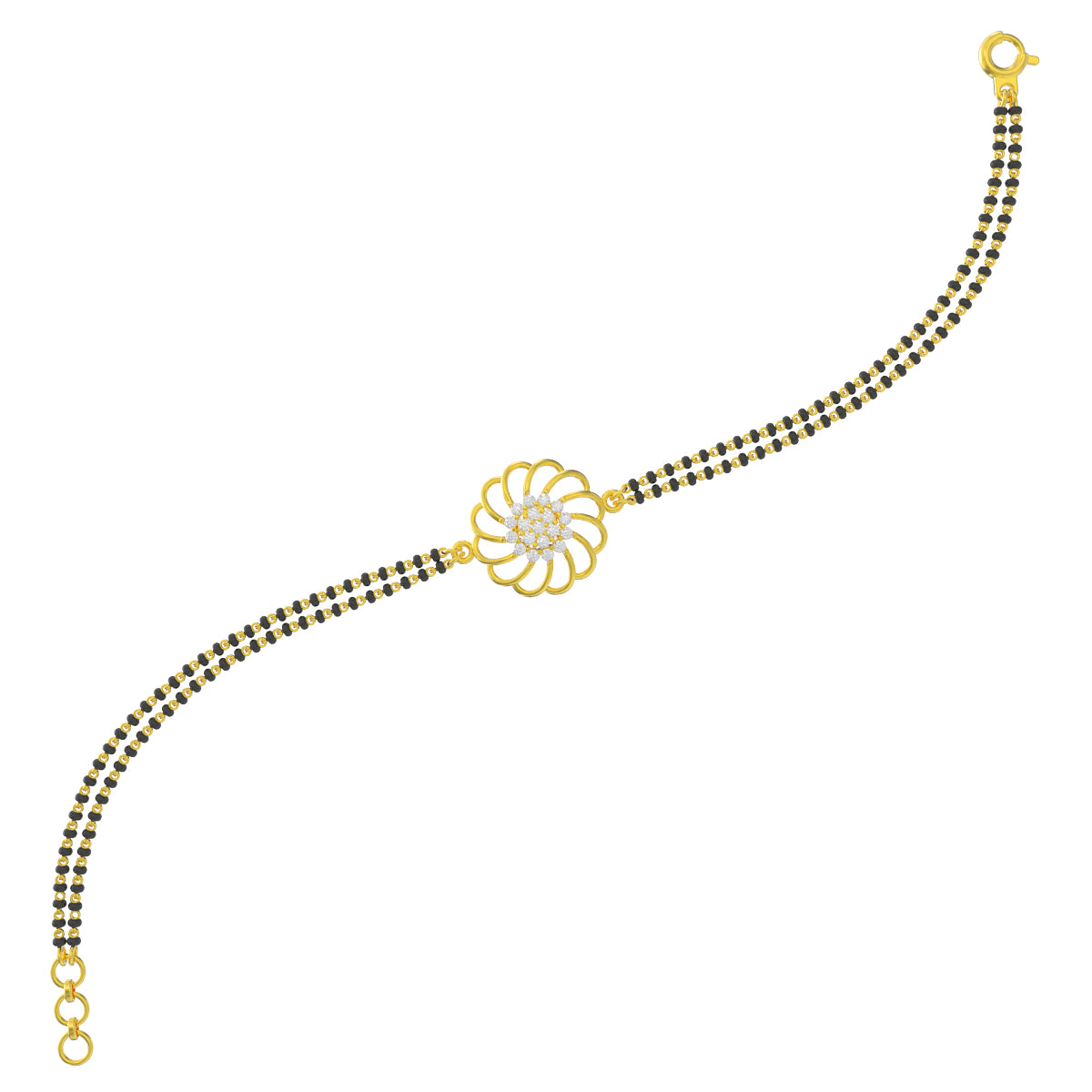 Sparkling Flora Gold Mangalsutra Bracelet
