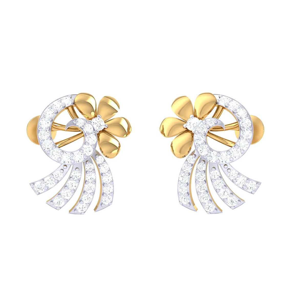 Swirl Elegance 18K Diamond Studs