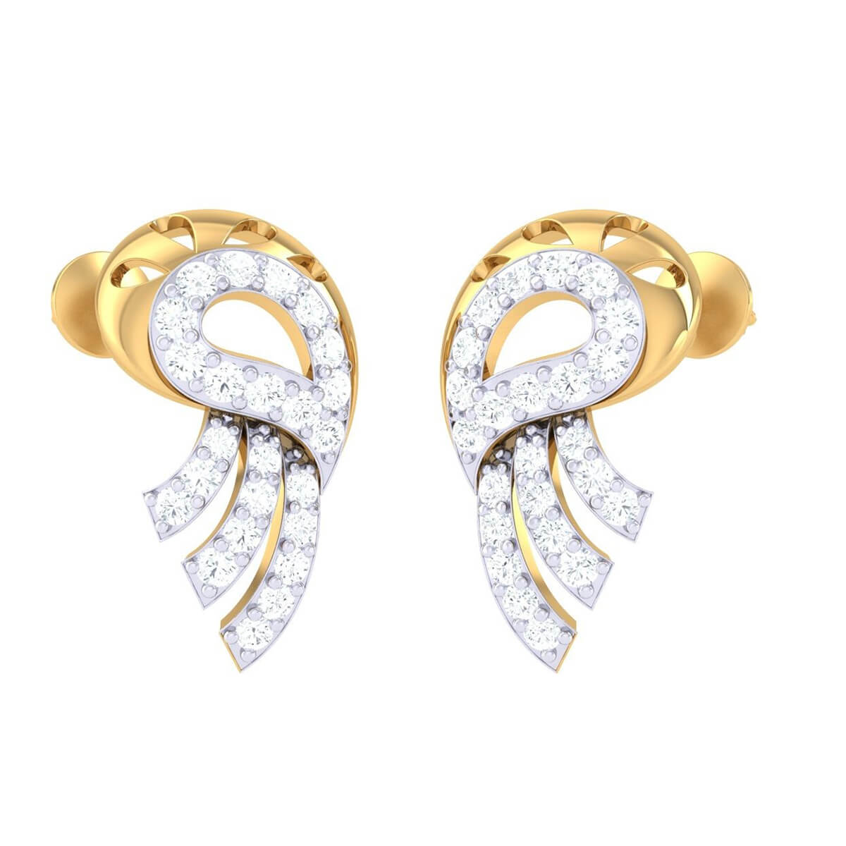 Stunning 18K Diamond Studs with Intricate Motifs