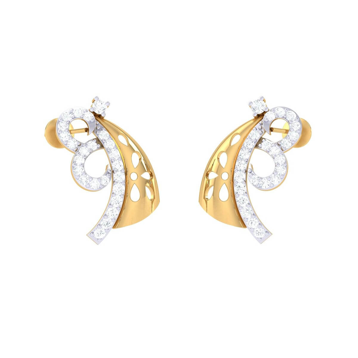 Polished Elegance Diamond-Accented Stud Earrings