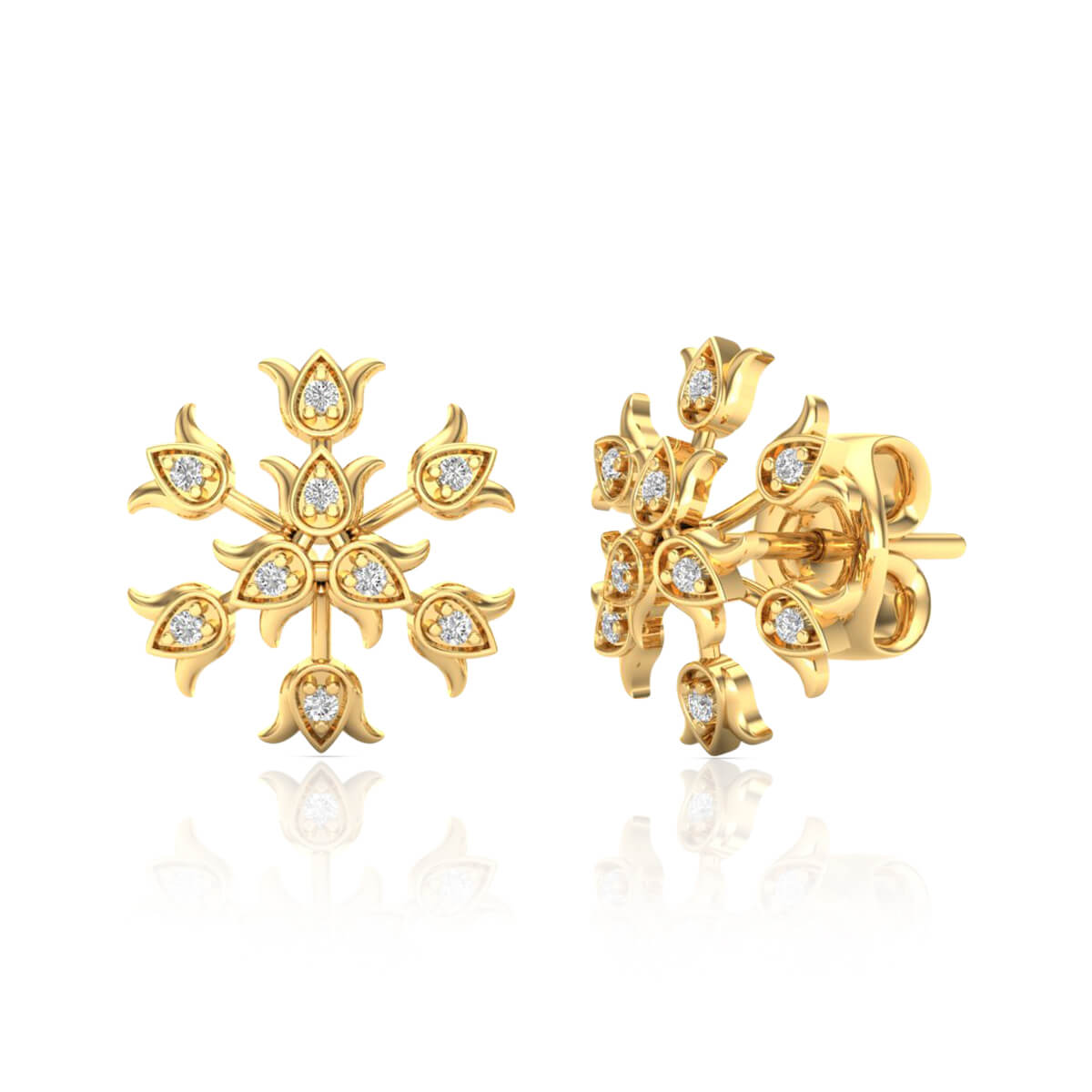 Golden Snowflake Radiance Studs 18K
